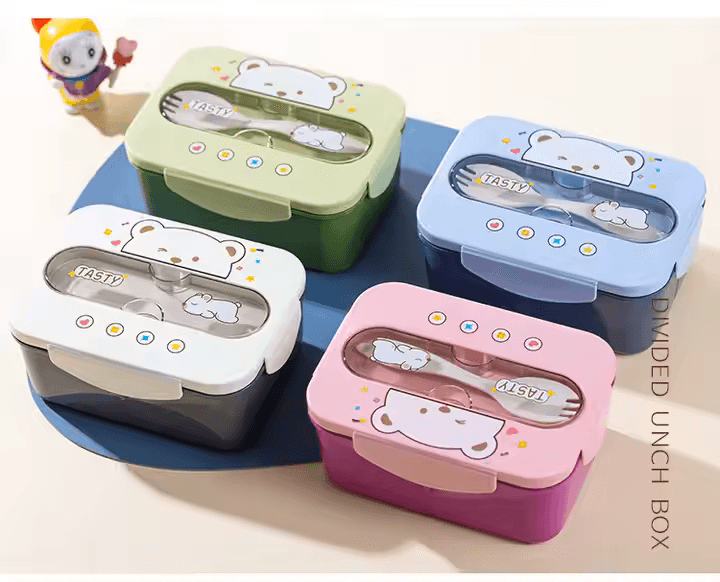 Lonchera Tipo Bento 1.2l Para Niños Con 3 Compartimentos